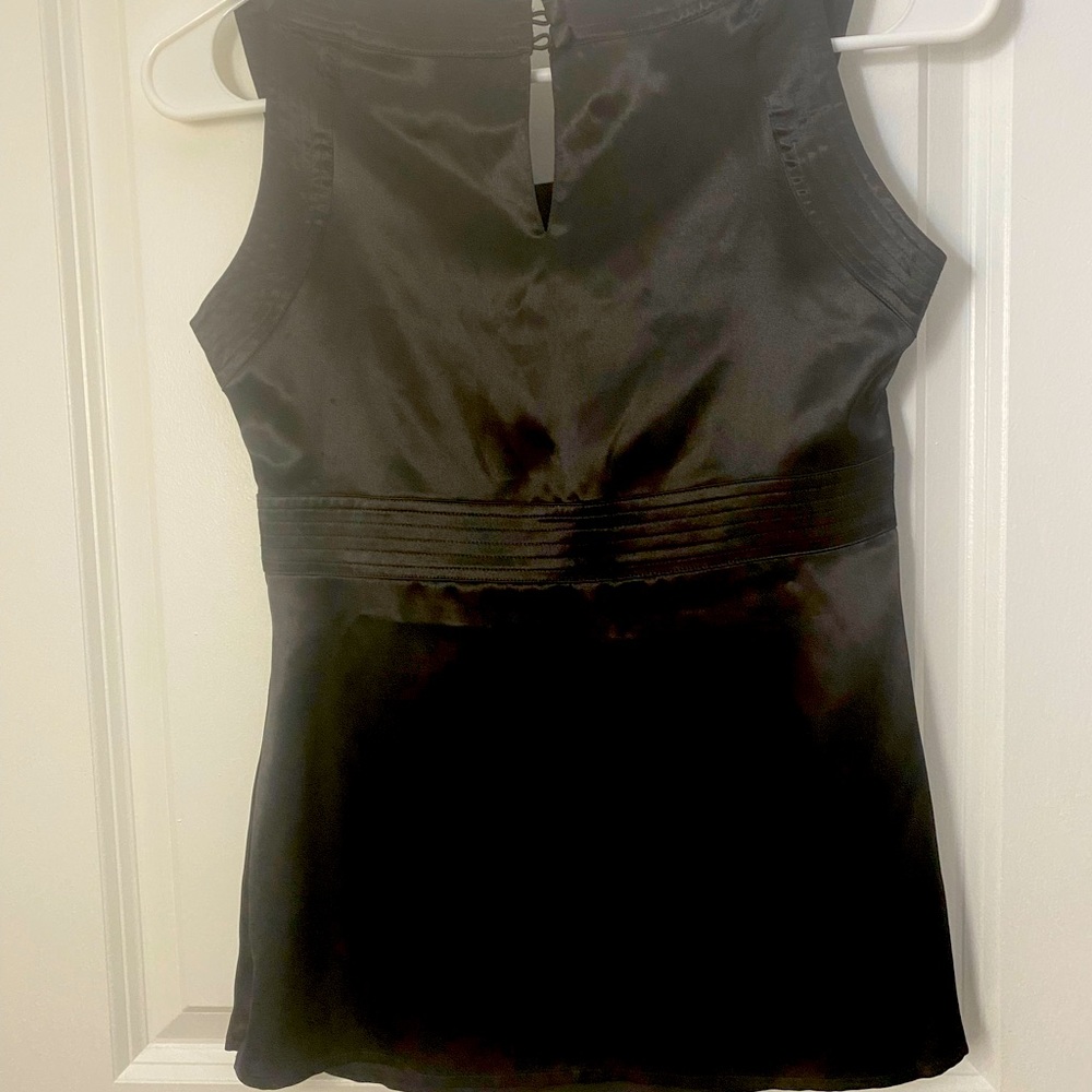 Cache black satin top.